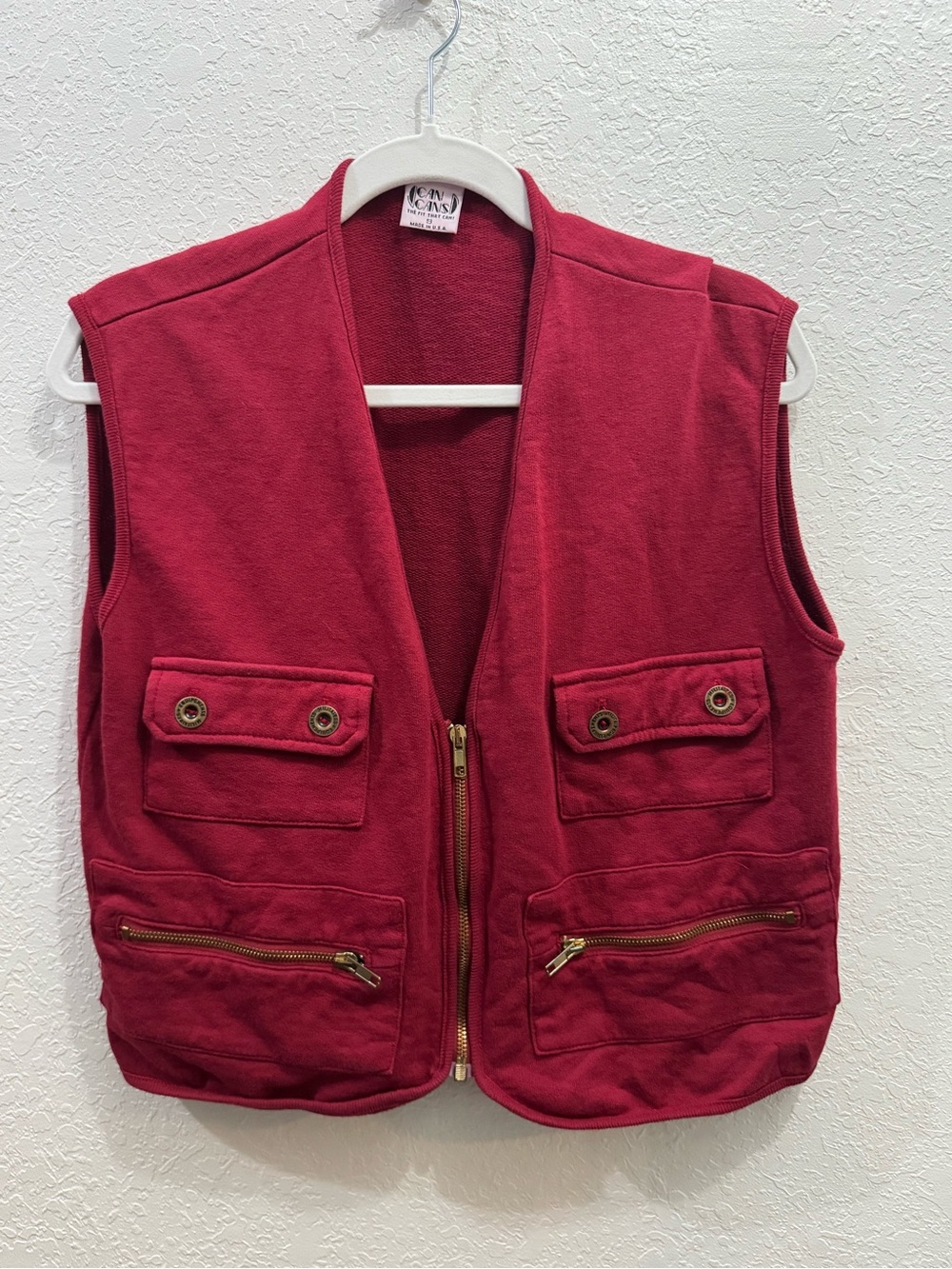 Vintage Can Cans Fisherman Red Utility Vest with Zip Pockets- Women’s - S